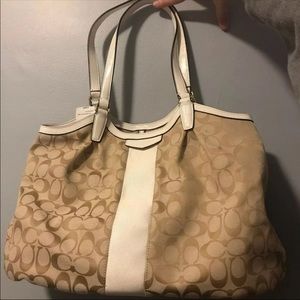 Coach signature stripe shoulder bag